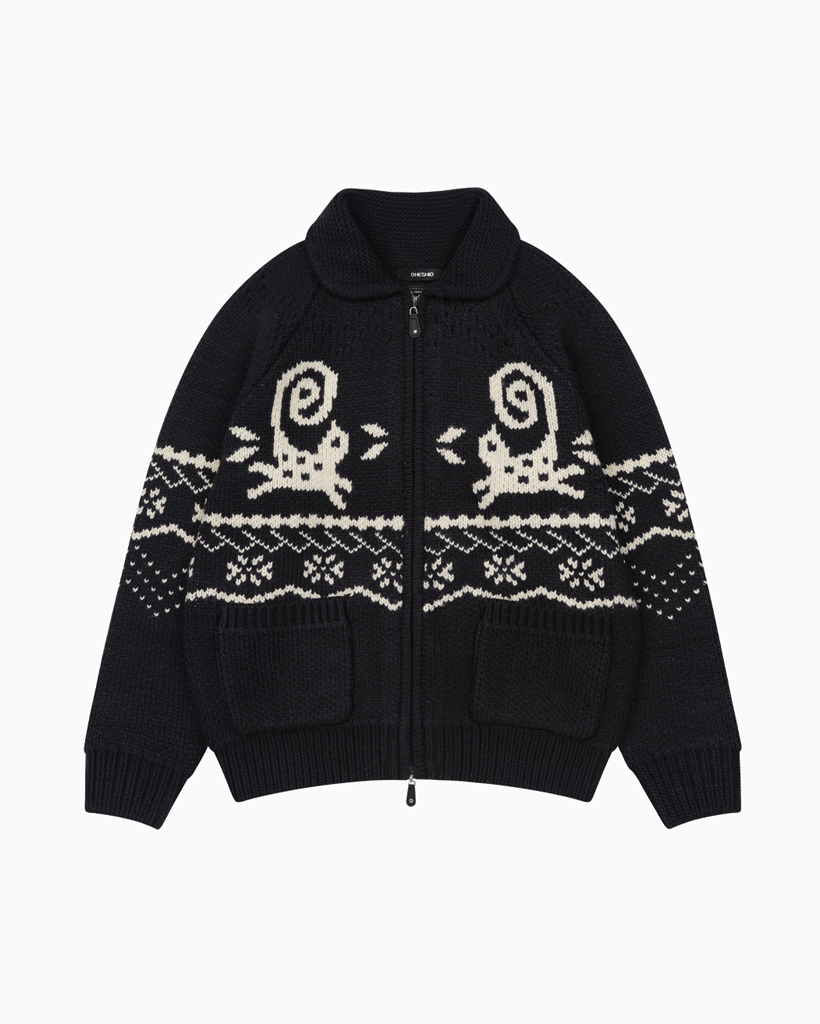 CAT GRAPHIC COWICHAN ZIP-UP, NAVY | ファッション通販サイト NUGU