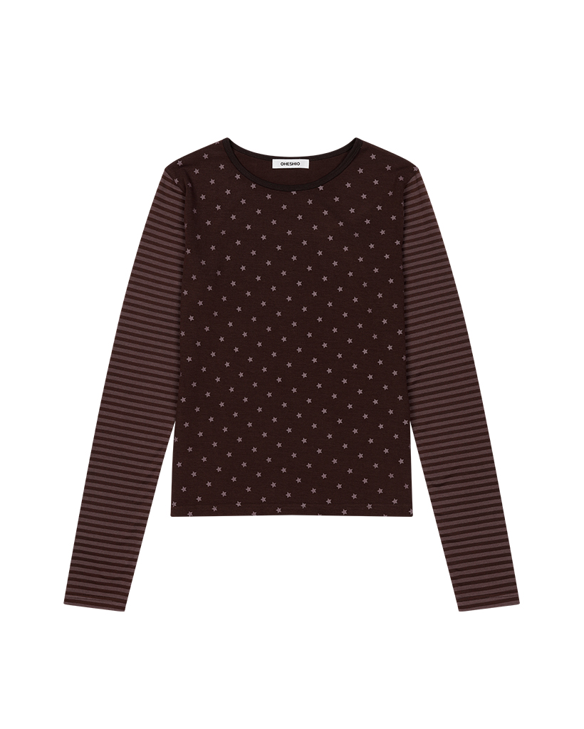 stripe star ロンT archive stripe star ロンT archive STAR STRIPE LONG T-SHIRT, CHARCOAL