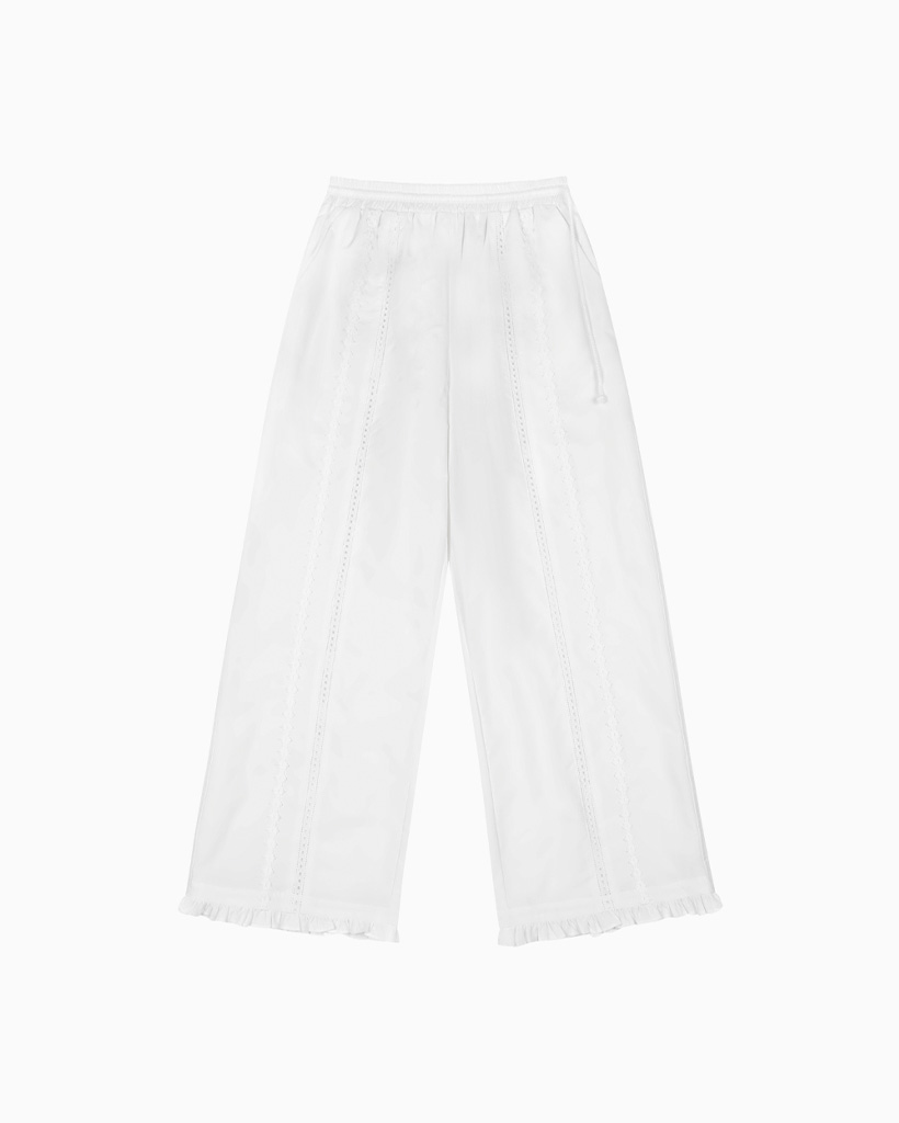 FRILL WIDE PANTS, WHITE | ファッション通販サイト NUGU