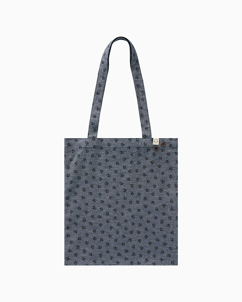 FLORAL COTTON ECO BAG, BLUE