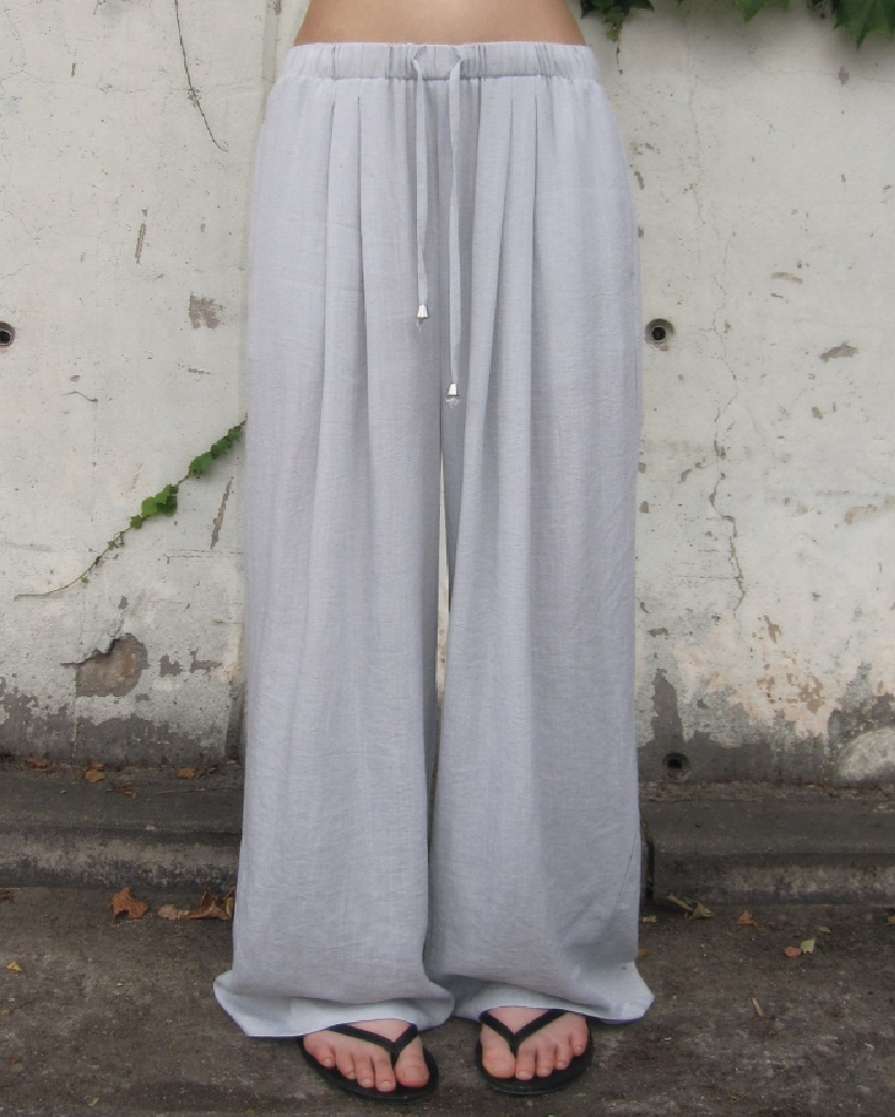 リネンタック入りワイドロングパンツ