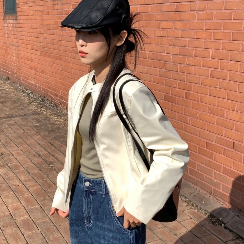 未使用美品　ROPÉマドモアゼルレザージャケット ベージュ　やぎ革スウェード36 送料無料!】全10サイズ メンズ 本革ピッグスキンレザー