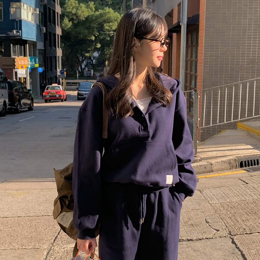 [original]ピケイボタンフードパーカー