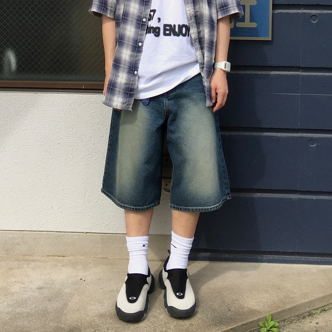 ハーフ デニム パンツ (Washed Blue) | ファッション通販サイト NUGU