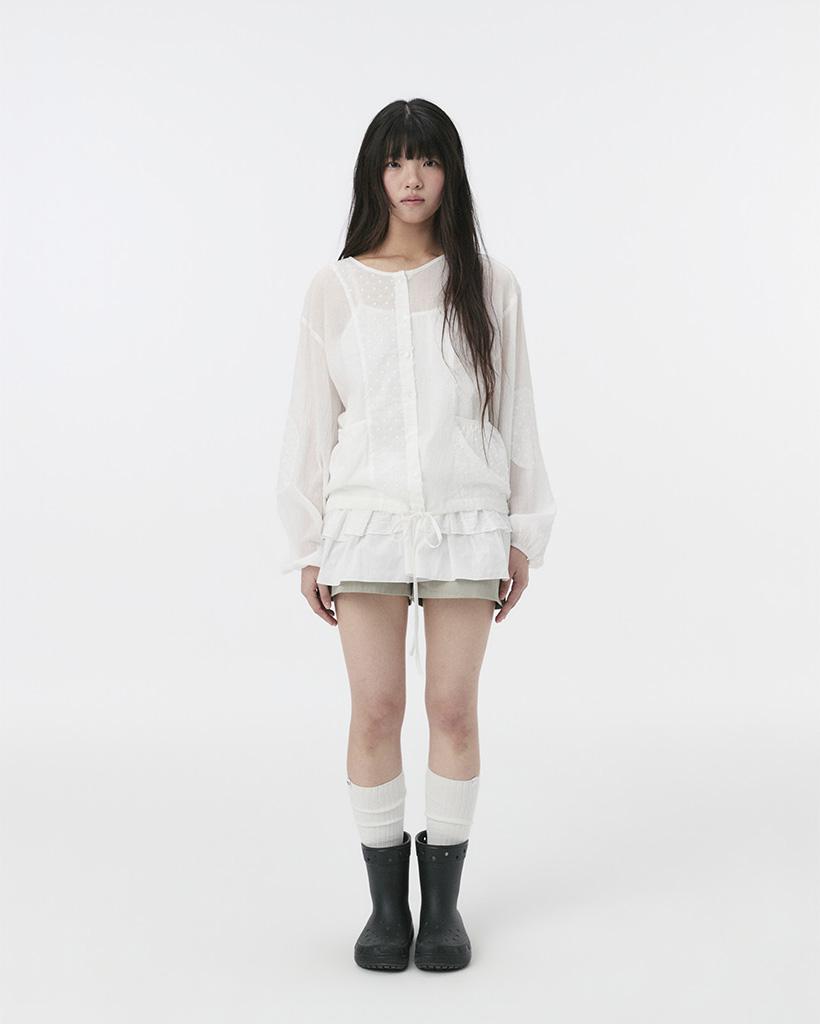 DOT PATCHWORK BLOUSE, WHITE