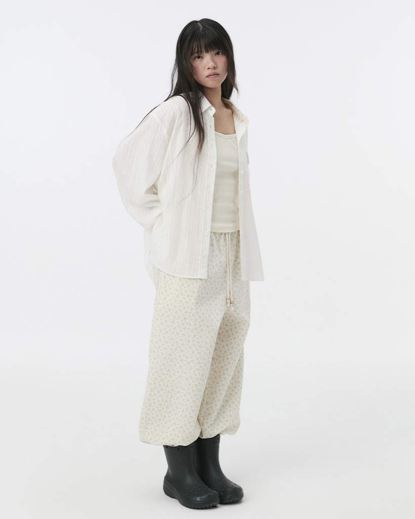 SHEER OVERFIT COTTON SHIRT, WHITE