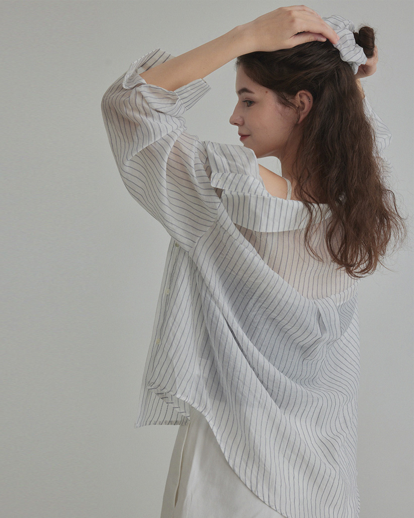 Benrit Oversized Stripe Shirt (with Scrunchie Set)