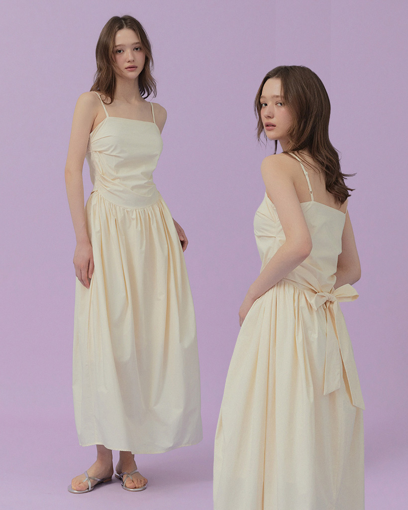 シャーリングロングワンピース