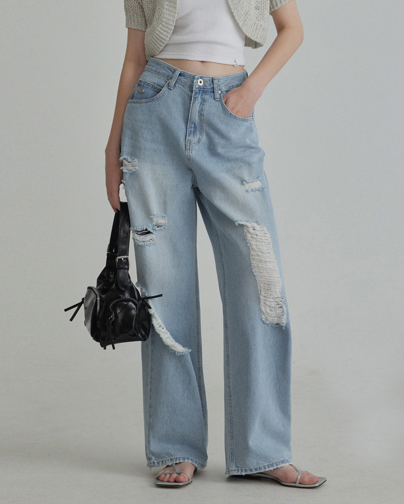 Fisel Wide Distressed Denim