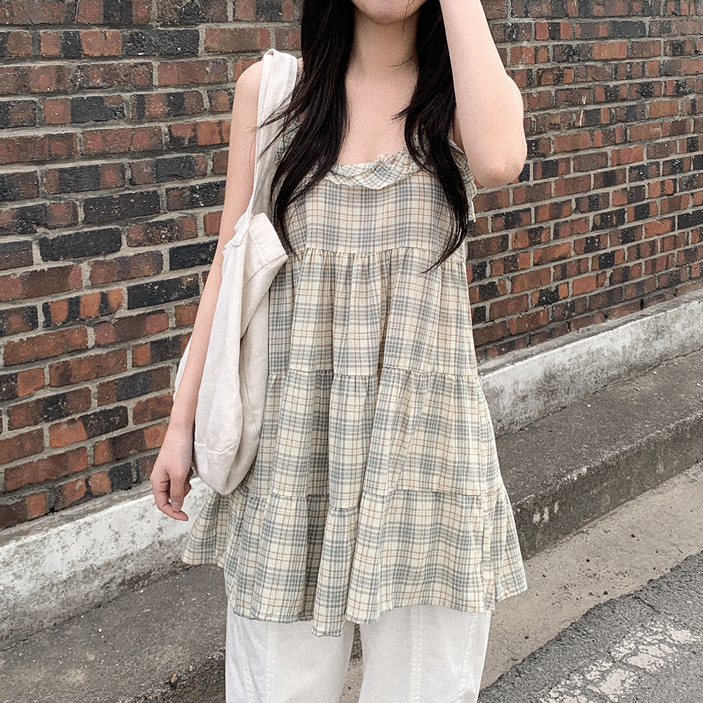 チェックレイヤードミニワンピース