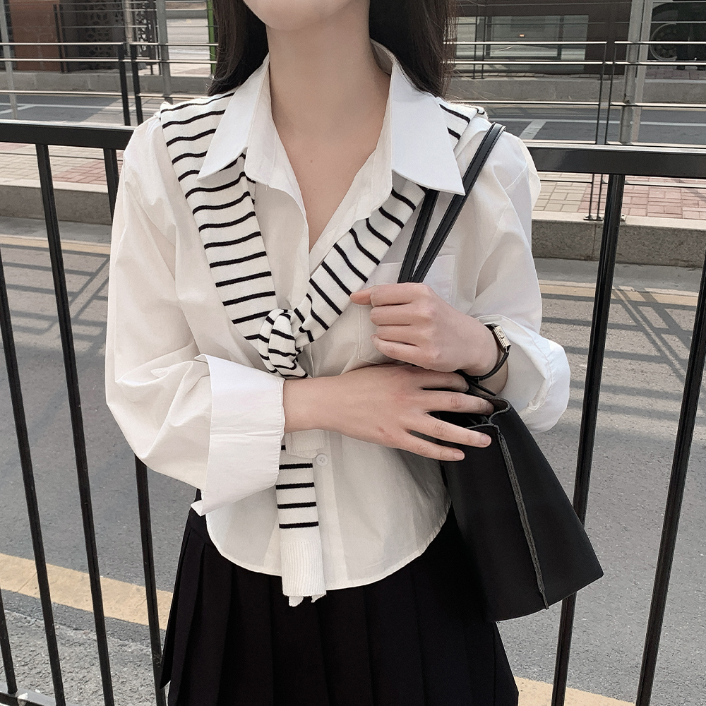 (set)ショール付きレイヤードシャツセット