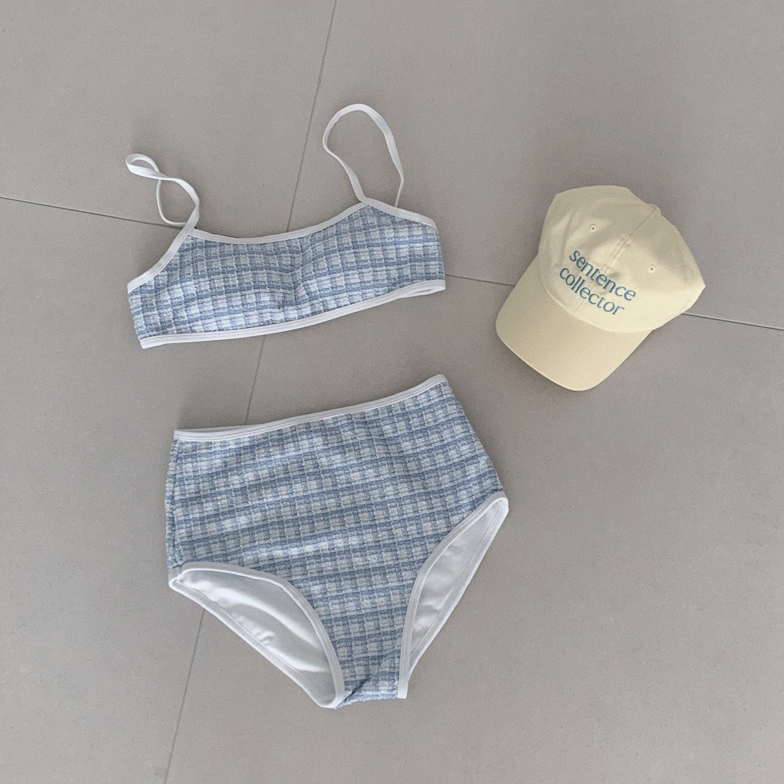 新品未使用　taara clothing トップス　ビキニ　ヨガ　seea バストカップ取り外し可能] サマーチェックハイウエスト水着