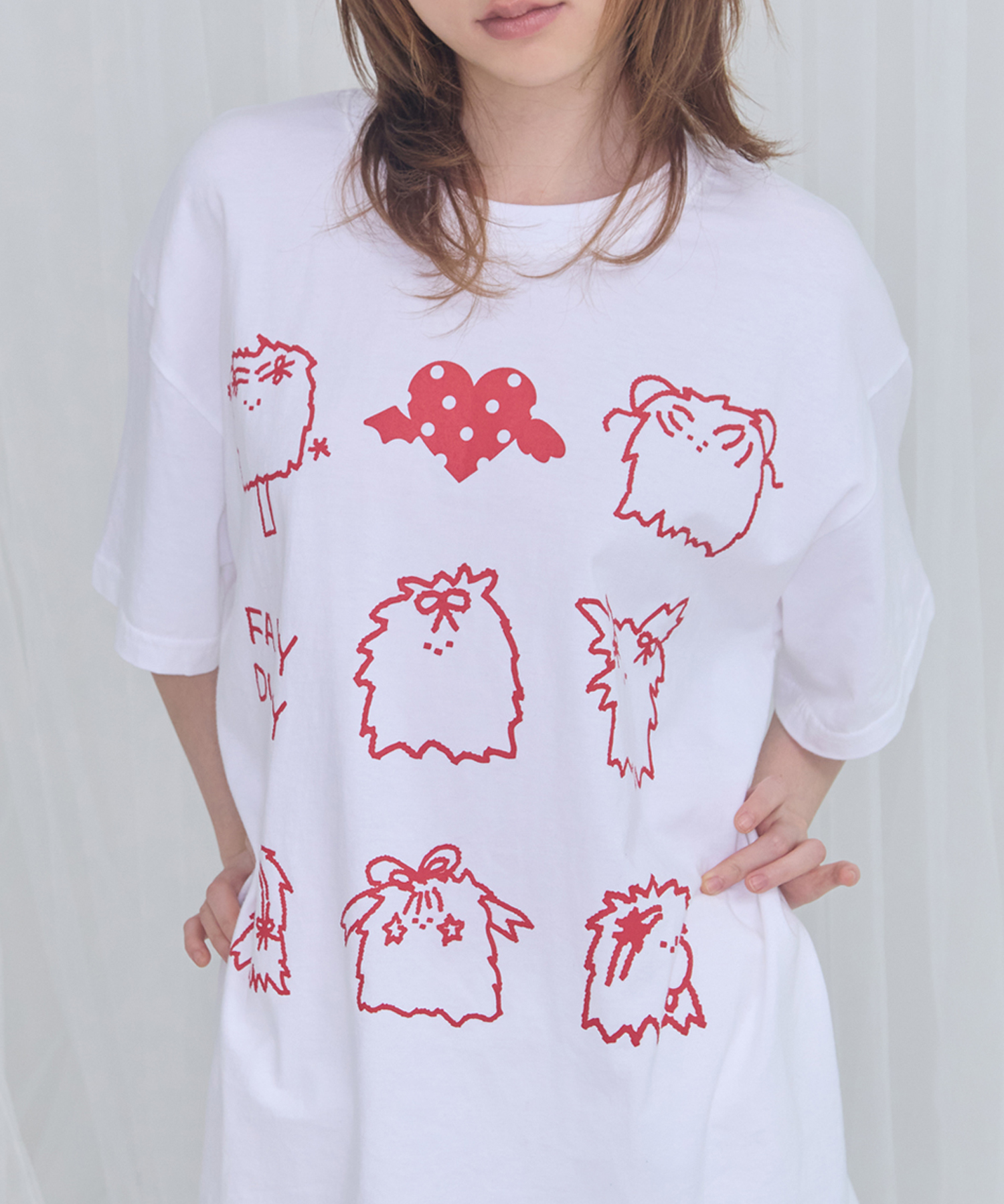 [FANCY X DUSTY] DUSTY DOODLE TEE (WHITE) F25NM1001