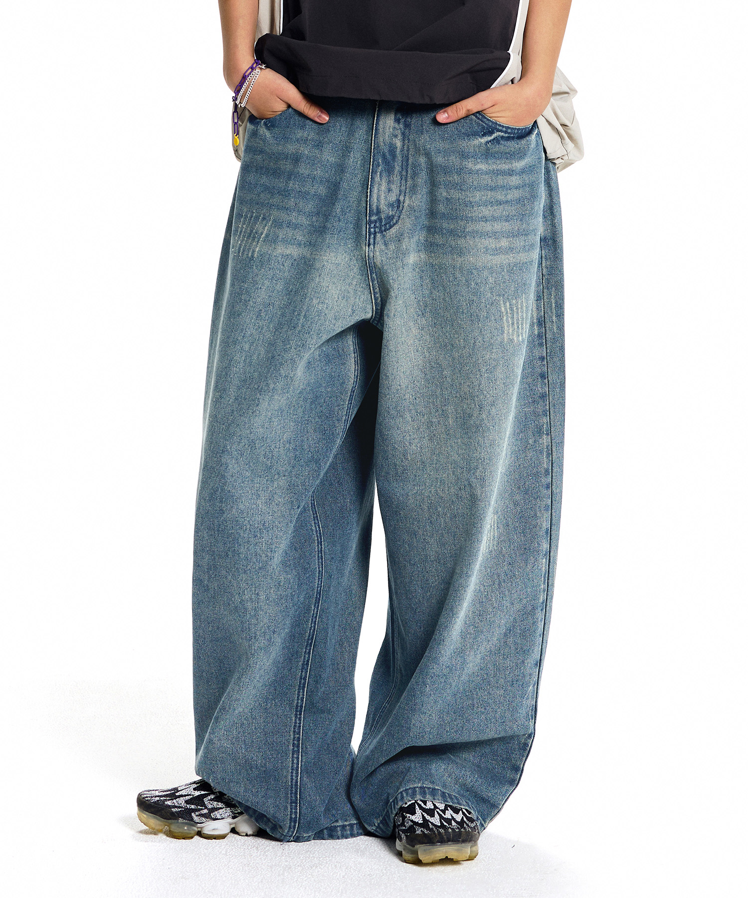 Damage Washed Denim Pants-Blue | ファッション通販サイト NUGU
