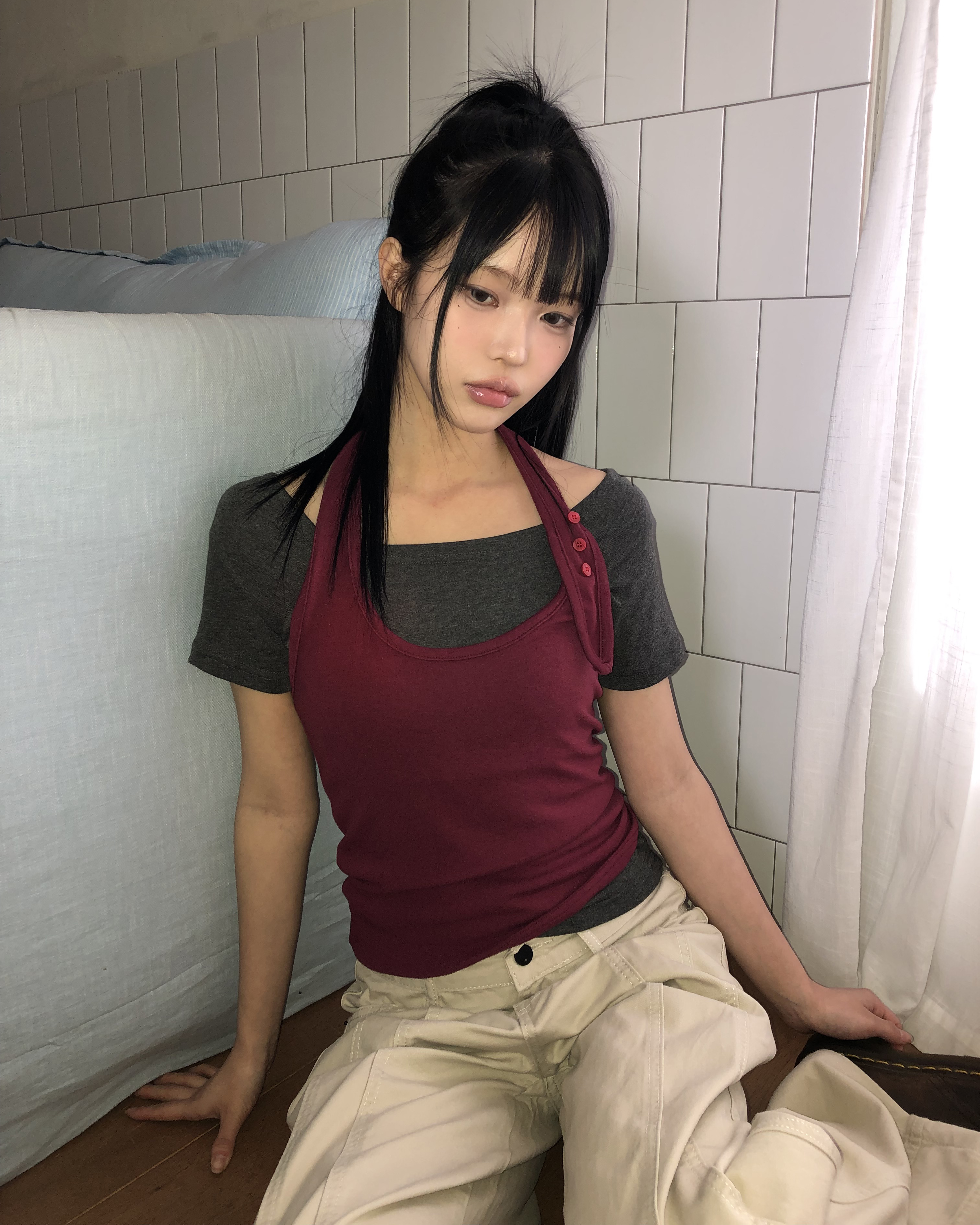 ボタン半袖Tシャツ