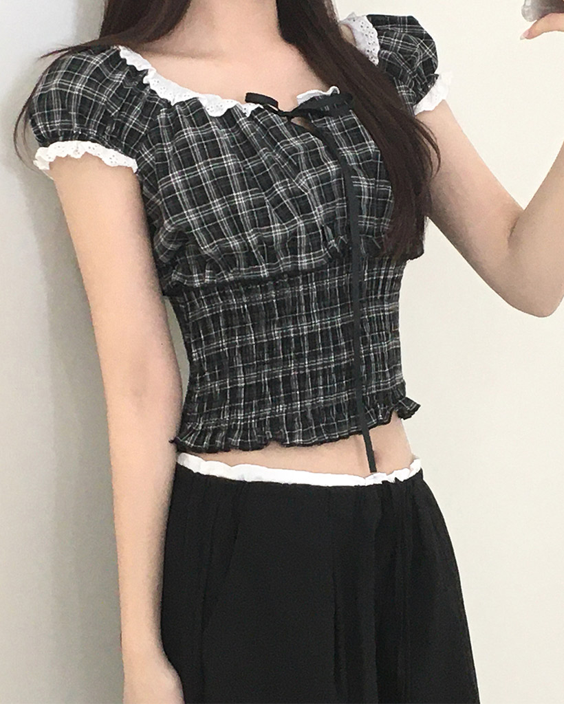 【日本製】ドットリボン半袖カットソー【アンプリ】 アシンメトリードットリボンTシャツ | ファッション通販サイト NUGU