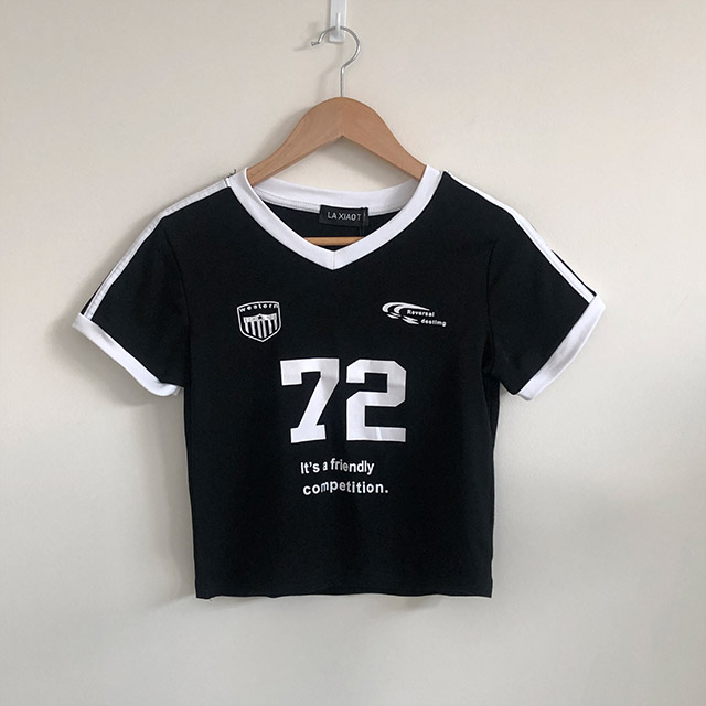 専用⭐︎2点　ダブルクロスVネックTee Tシャツ 6color]y2kスポーティークロップドウエスタンバイカラーVネック