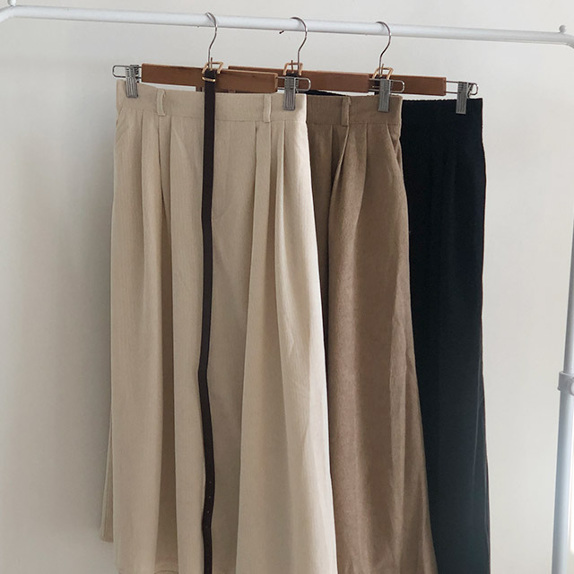 【とものりさん専用】BLAMINK 　コットンコーデュロイ　スカート　サイズ38 3color／ベルトセット]コーデュロイリブロングタック入りフレア