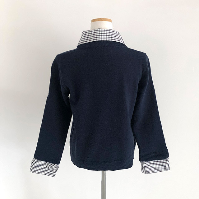 レイヤードチェックシャツカラーVネックニット | ファッション通販