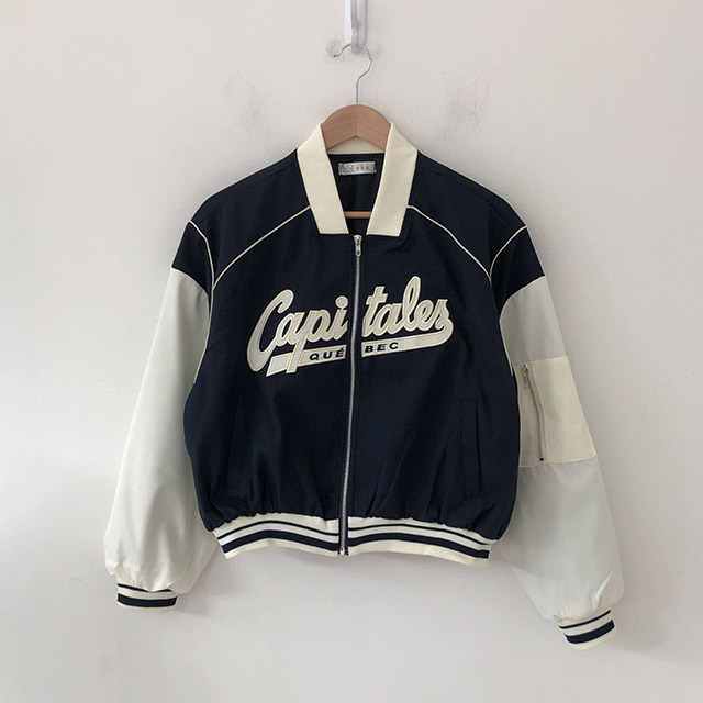 null. スタジャン風ジャケット ネイビー ×グレー Amazon | [NEZIH] アメカジ風アウター レディース 春 秋