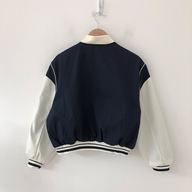 y2kバイカラーレタリングスタジャンジャケット | ファッション