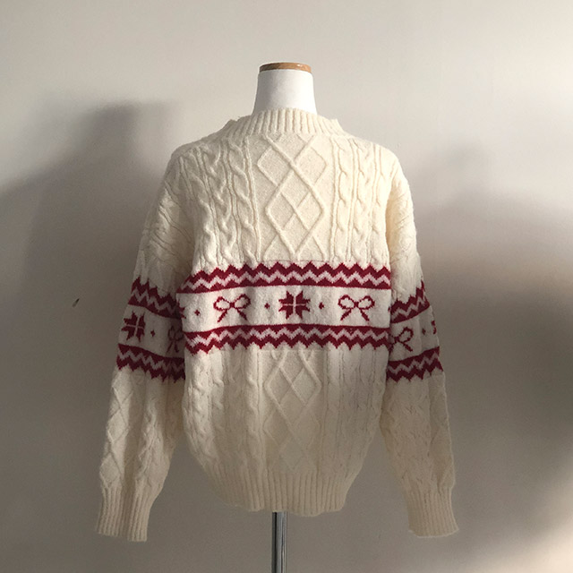 リボンノルディック柄ツイストニット | ファッション通販サイト NUGU