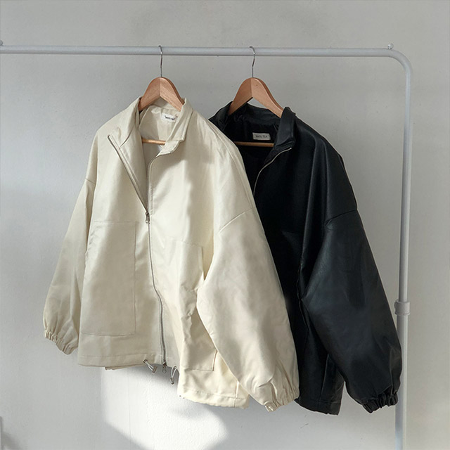 2color]オーバーサイズ2WAYストリングレザージャケット