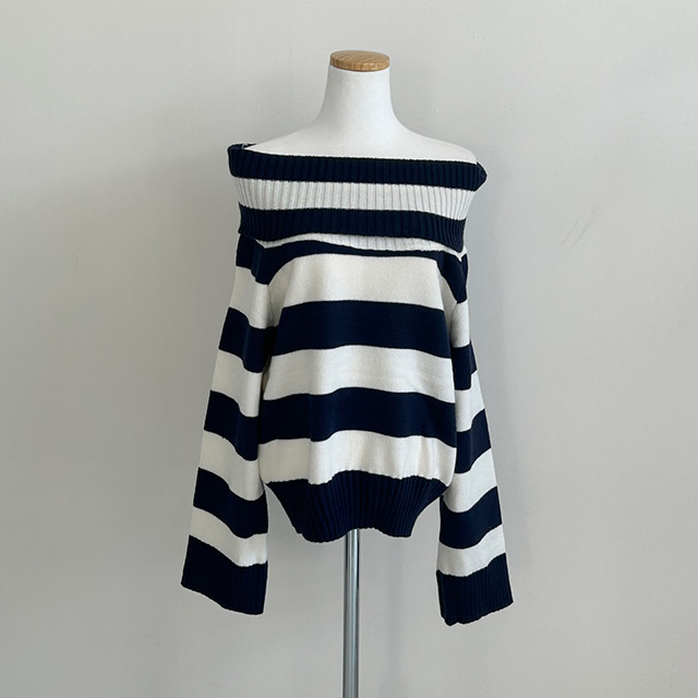 ボーダーオフショルニット | ファッション通販サイト NUGU