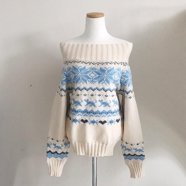 ノルディック柄オフショルニット | ファッション通販サイト NUGU