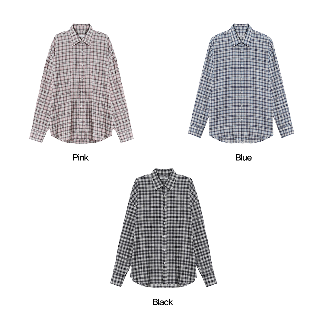ユニセックス)リネンチェック長袖シャツ(3Color) | ファッション
