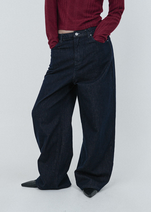 [unisex][選べる着丈]裏起毛デニムパンツ