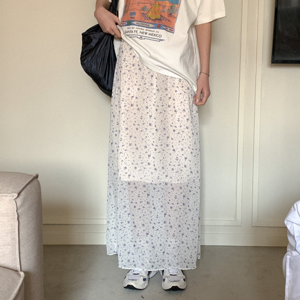 フラワー柄透け感ロングスカート | ファッション通販サイト NUGU