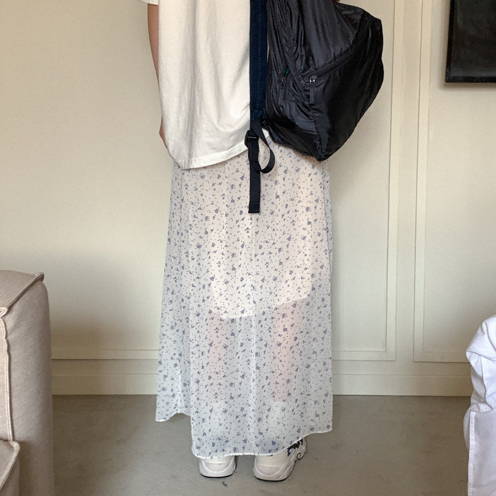 フラワー柄透け感ロングスカート | ファッション通販サイト NUGU