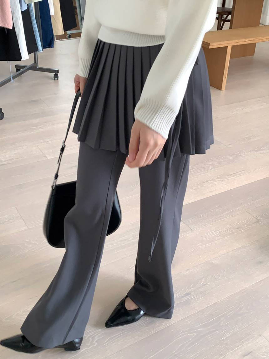 NULLUS ヌルース24aw チェック柄 レイヤードスカートパンツ