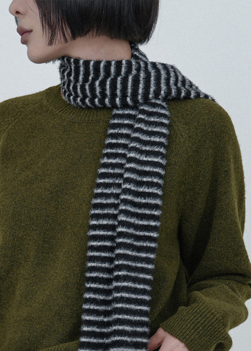 ストライプ アンゴラ マフラー