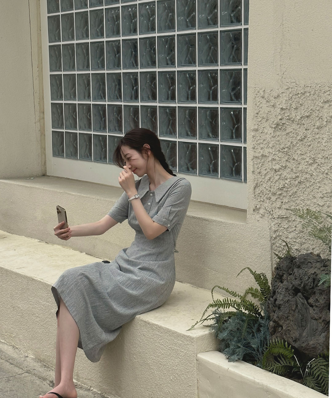 【オケージョン】[original/SXL]チェックロングワンピース