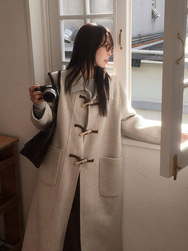 360度上品魅せ。衿2way比翼スタンドウール調ステンカラーコート