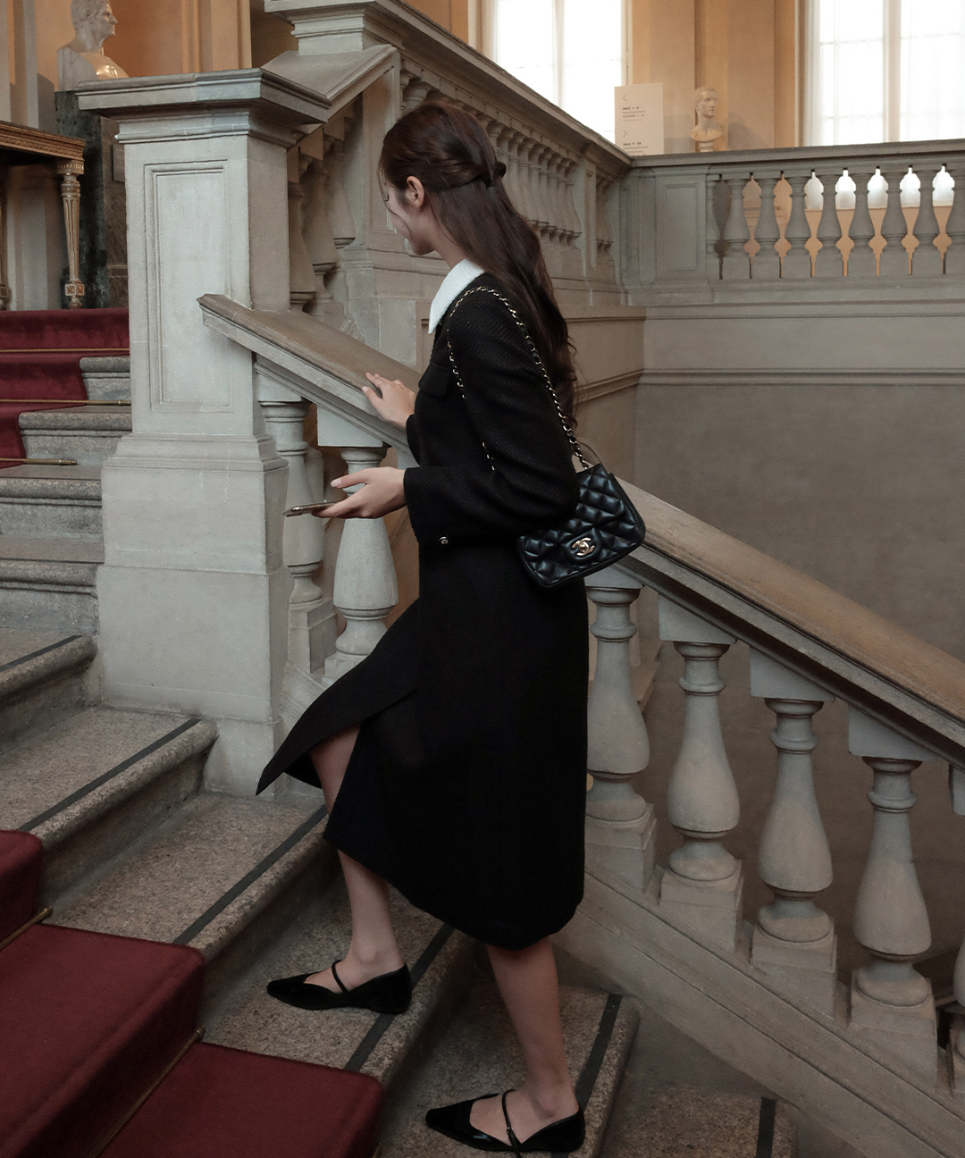 美品✨ドルチェ＆ガッバーナ シルク混 バックリボン ツイードワンピース ブラック original] [ショート/ロング] 配色 カラー ツイード ワンピース (S-L