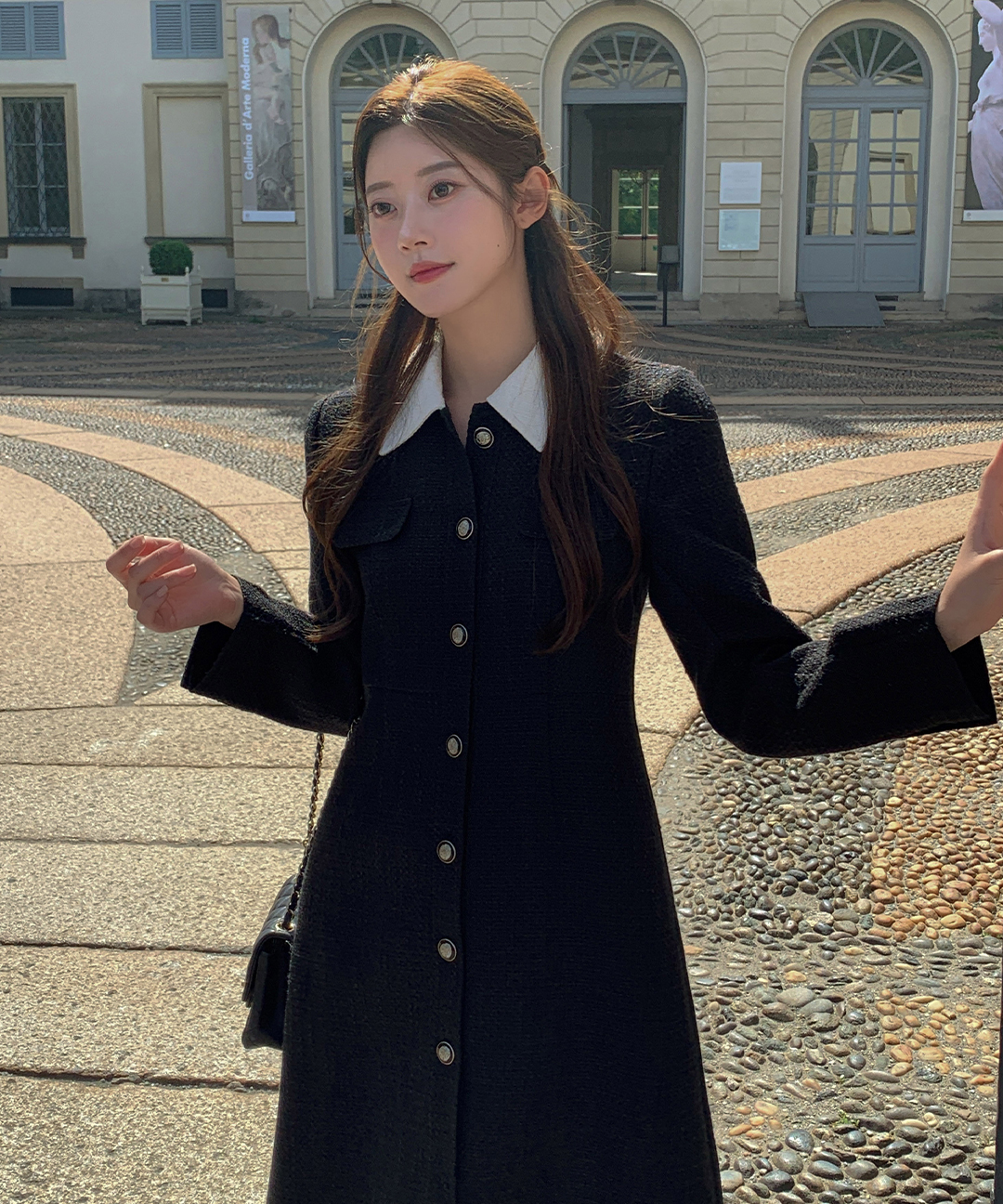 original] [ショート/ロング] 配色 カラー ツイード ワンピース (S-L