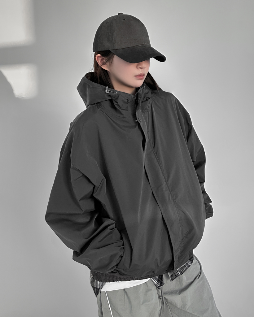 (6color)オーバーサイズハイネックジップアップパーカー