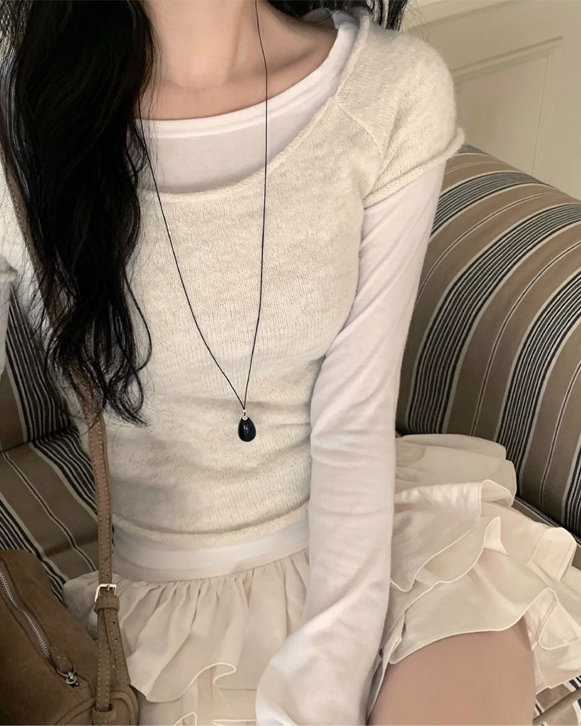 (4color) [セット購入可] レイヤード ニット セットアップ