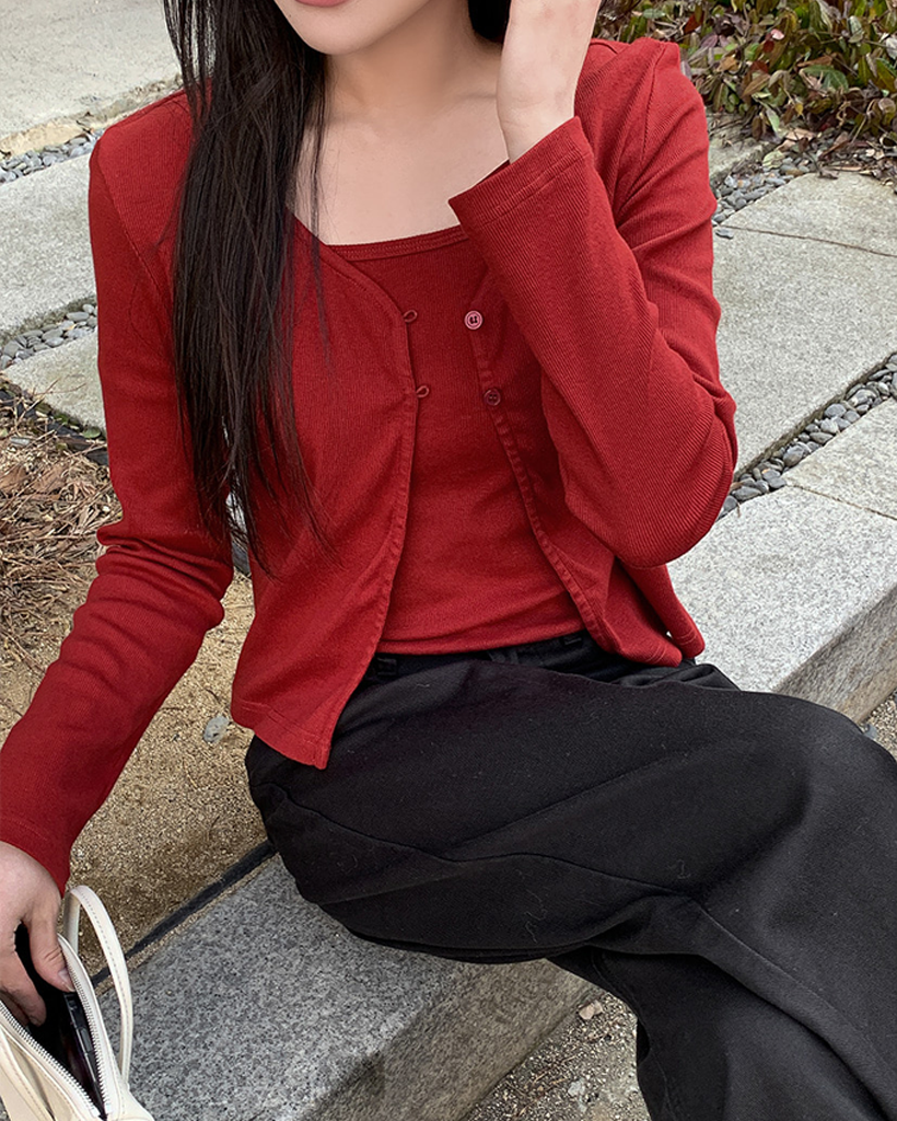 [セット] コットン キャミソール & カーディガン