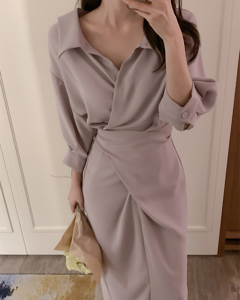 ラップ リボン ロングワンピース