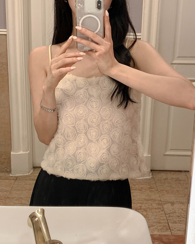 ローズ フラワー シフォン ビスチェ ノースリーブ