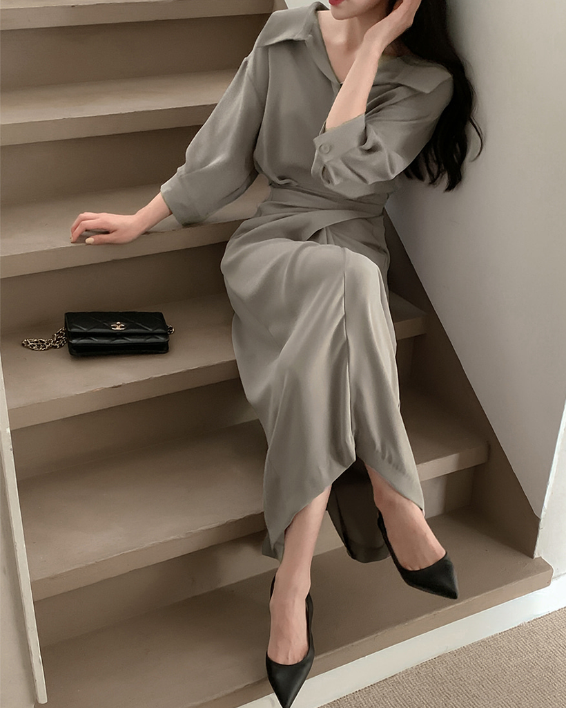 ラップ リボン ロングワンピース