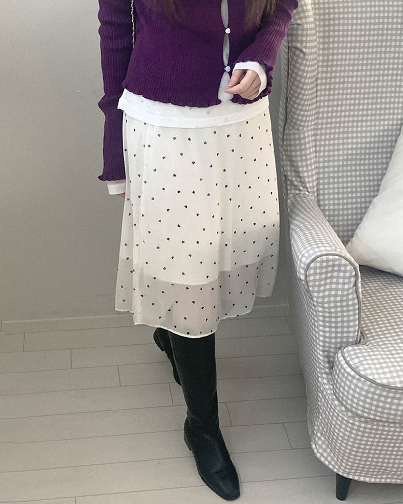 ハート ドット ミディ スカート