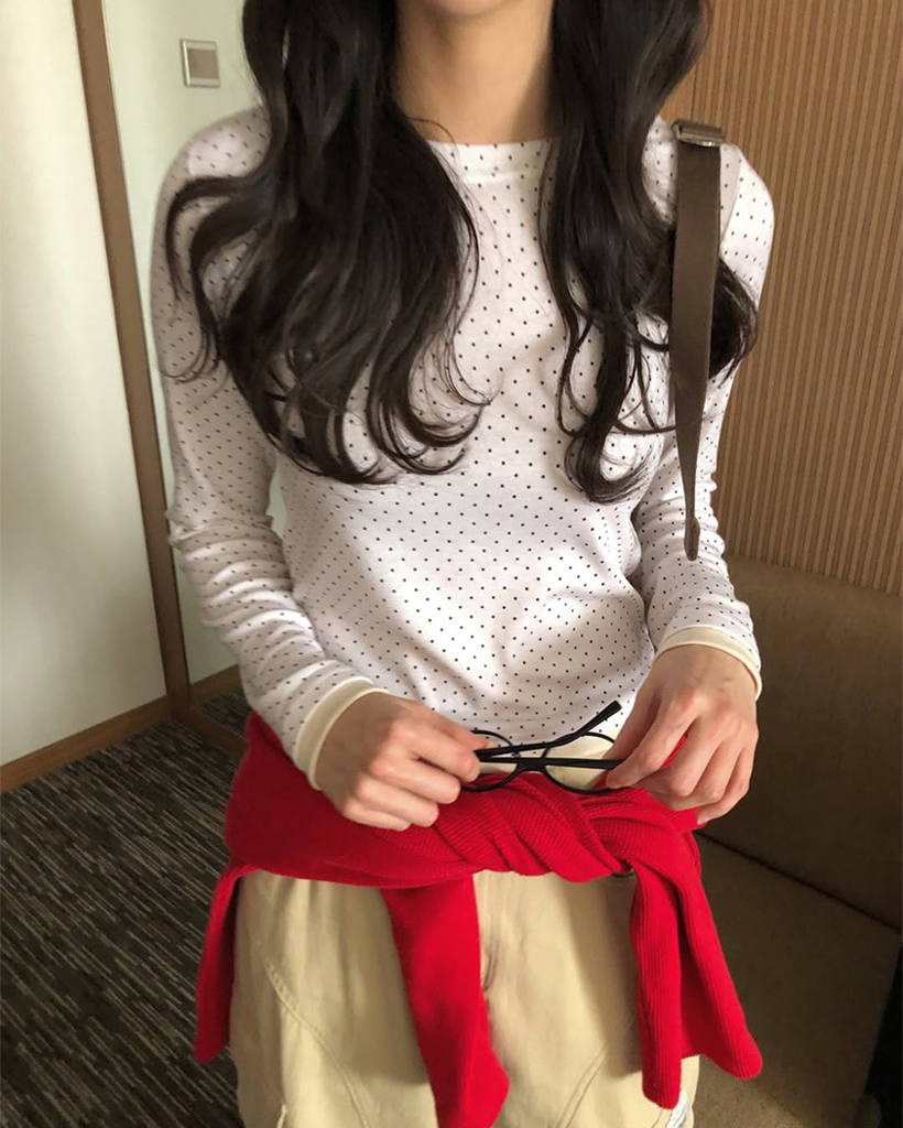 (4color)ドットバイカラーレイヤードTシャツ