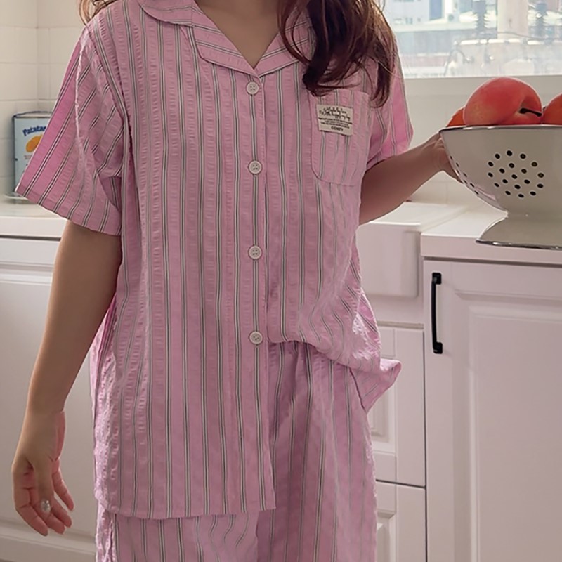 [orignal]ストライプシアサッカー半袖パジャマセット