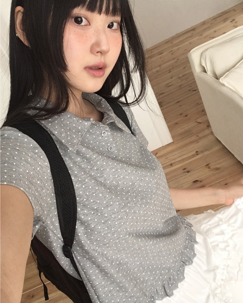 ドット フリル 半袖 Tシャツ