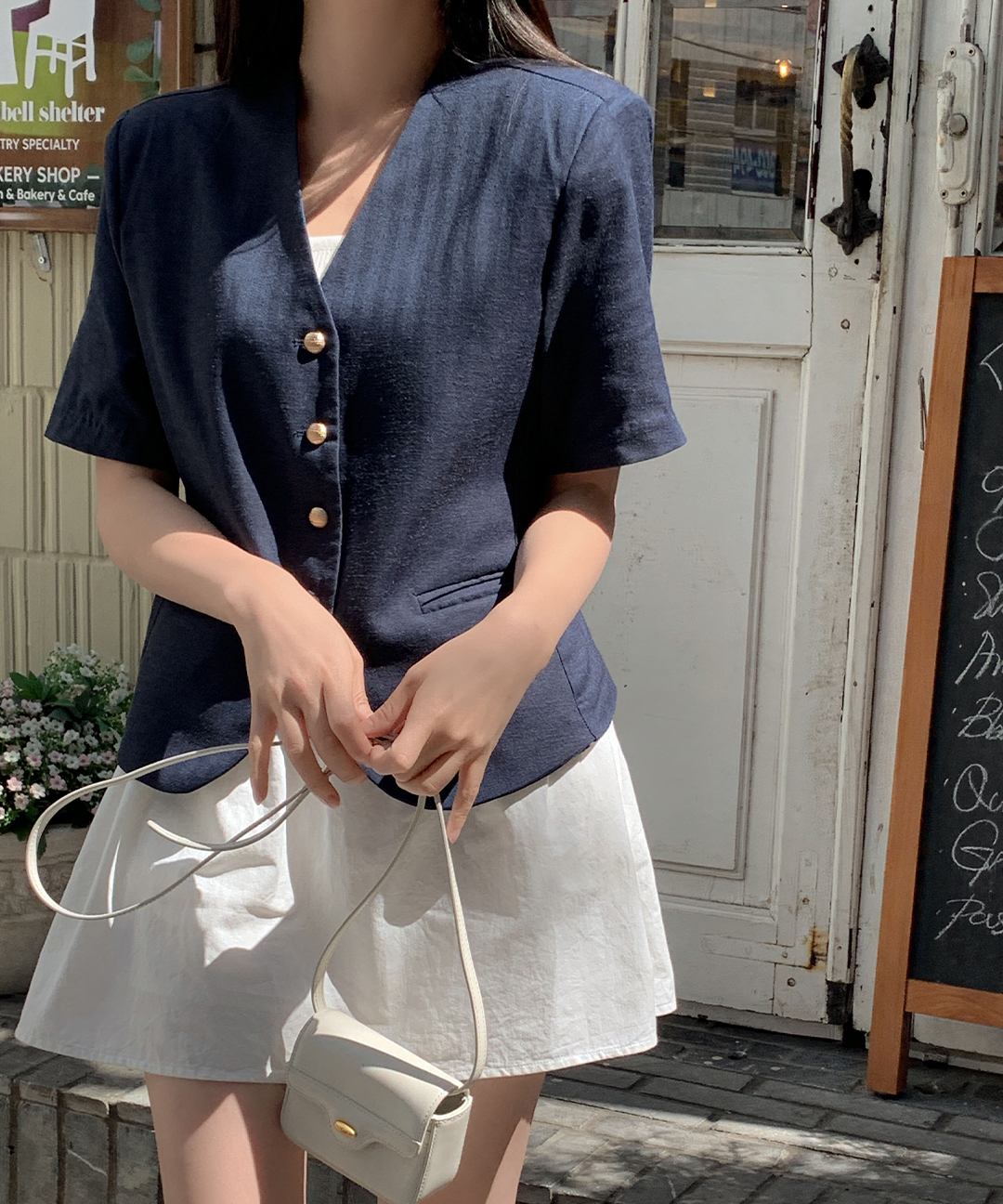 original]ヘリンボン半袖リネンジャケット | ファッション通販